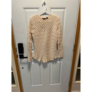 Women's Jeanne Pierre 100% Cotton‎ Cream Woven Sweater Size Large
